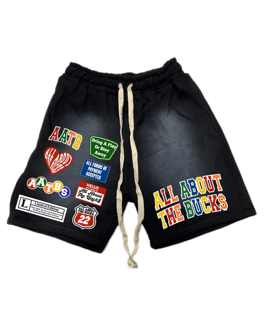 Black MultiLogo Shorts