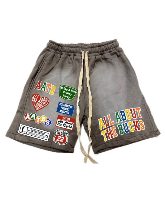 Grey MultiLogo Shorts