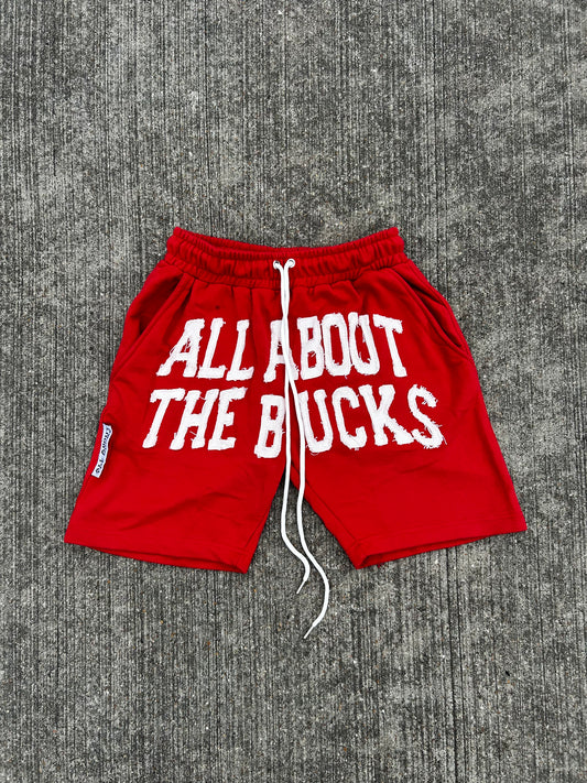Red AllAboutTheBuck$ Distressed Shorts
