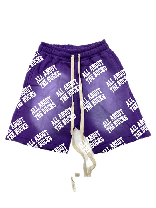Purple AllAboutTheBuck$ All Over Print Shorts