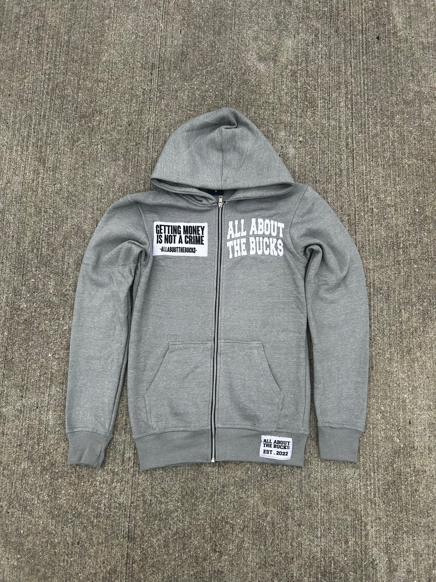 AllAboutTheBuck$ Grey Zip-Up Jacket