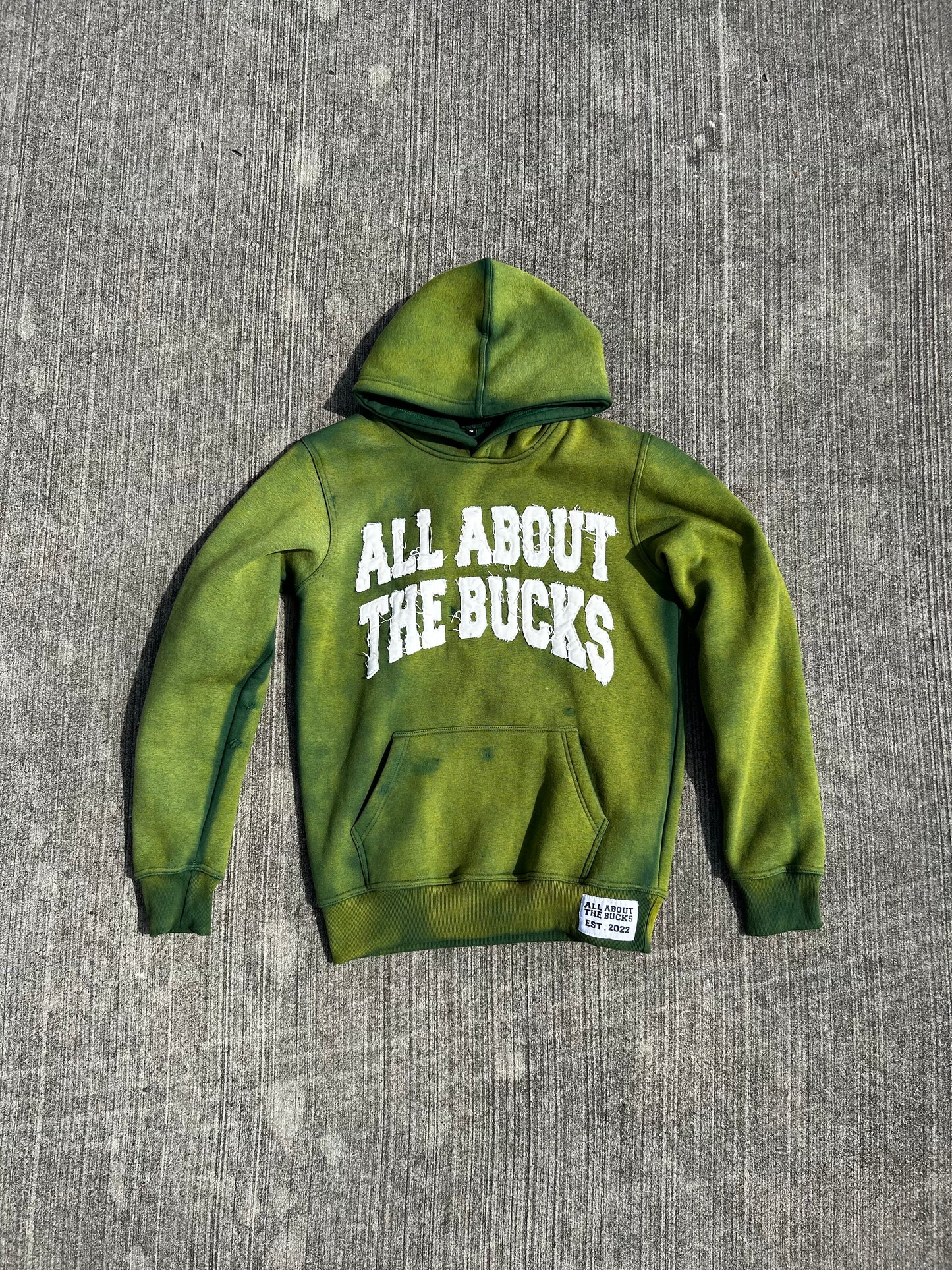 AllAboutTheBuck$ Green Distressed Hoodie