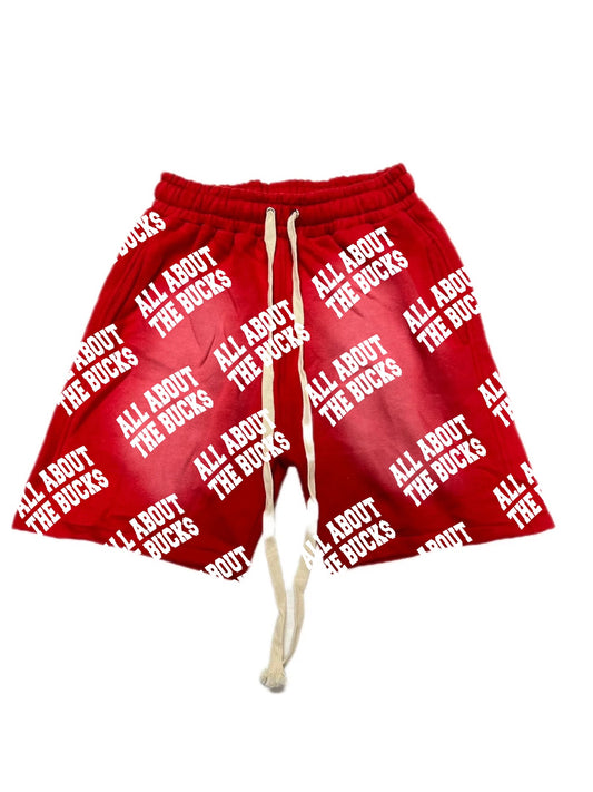 Red AllAboutTheBuck$ All Over Print Shorts