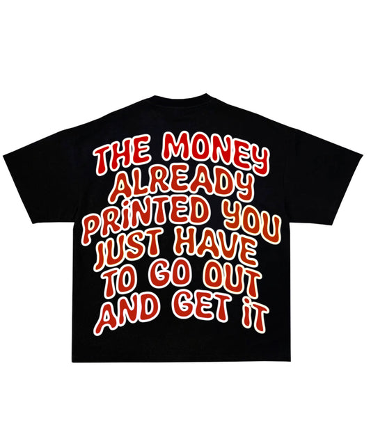 Black/Red The Money Printed Tee