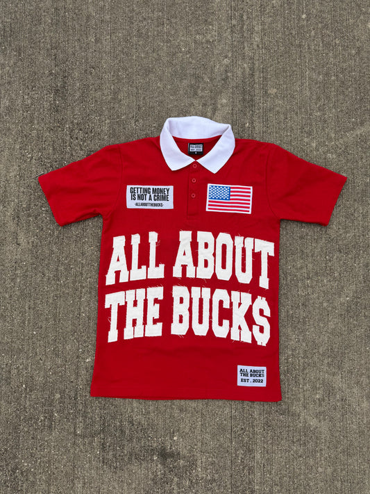 AllAboutTheBuck$ Red Rugby Polo
