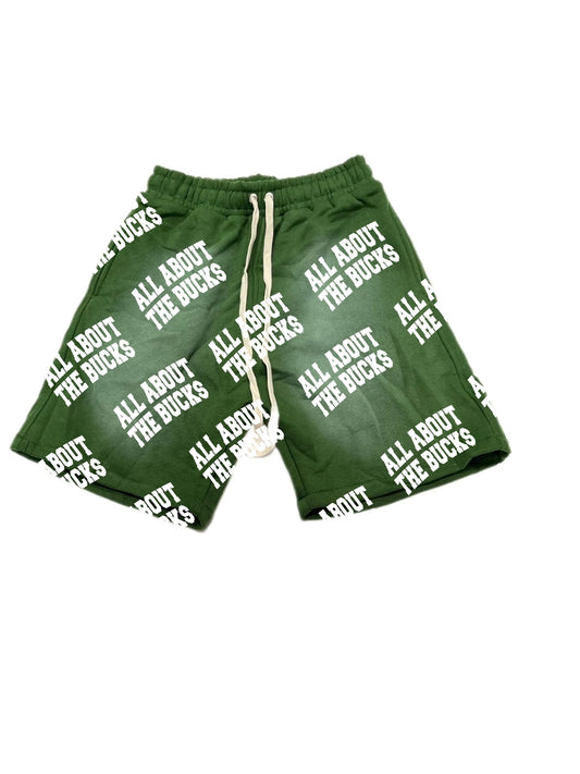 Green AllAboutTheBuck$ All Over Print Shorts