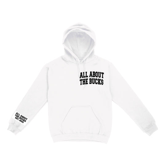 White MultiLogo AllAboutTheBucks Hoodie