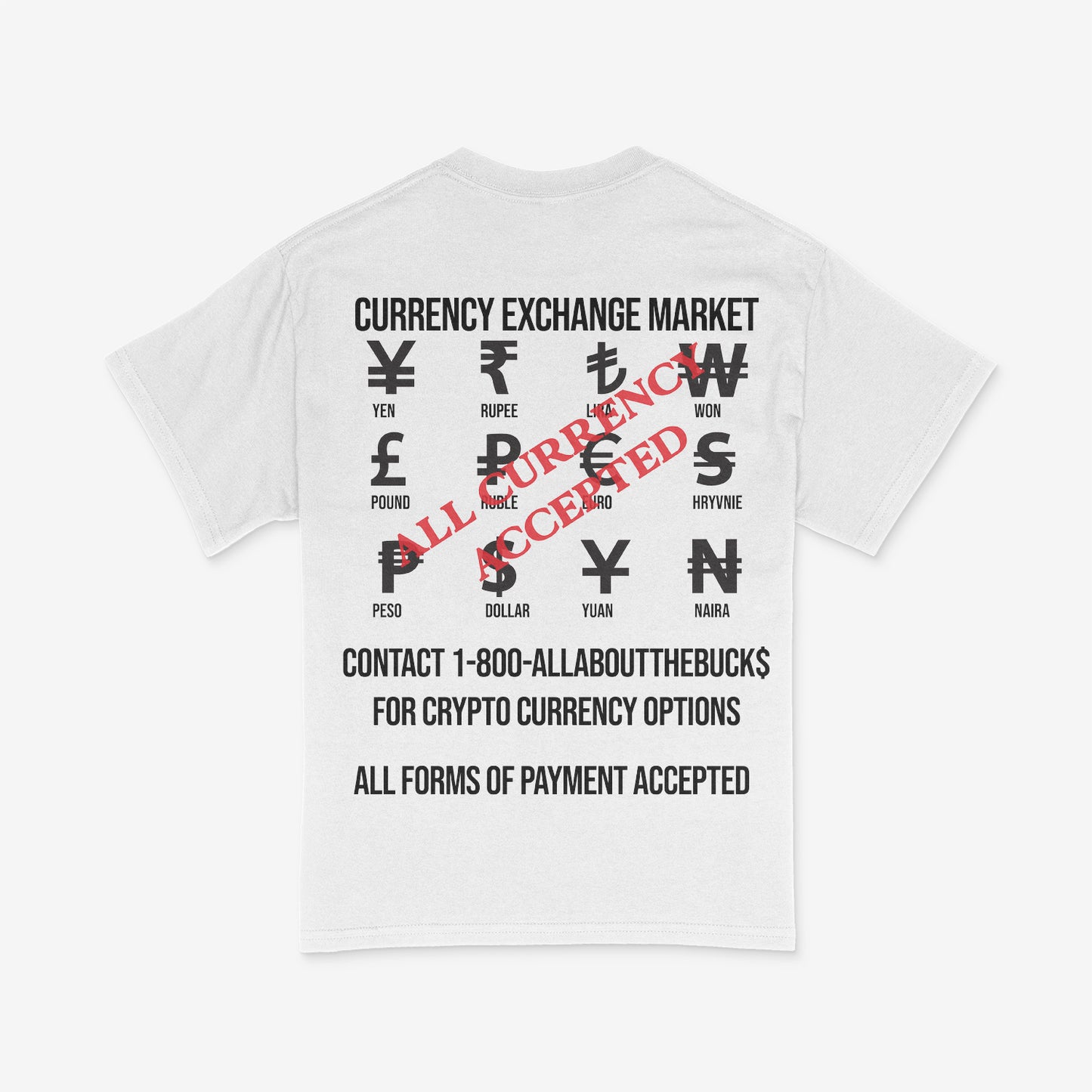 Currency Exchange White/Blk Tee