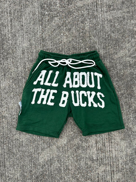Forest Green AllAboutTheBuck$ Distressed Shorts