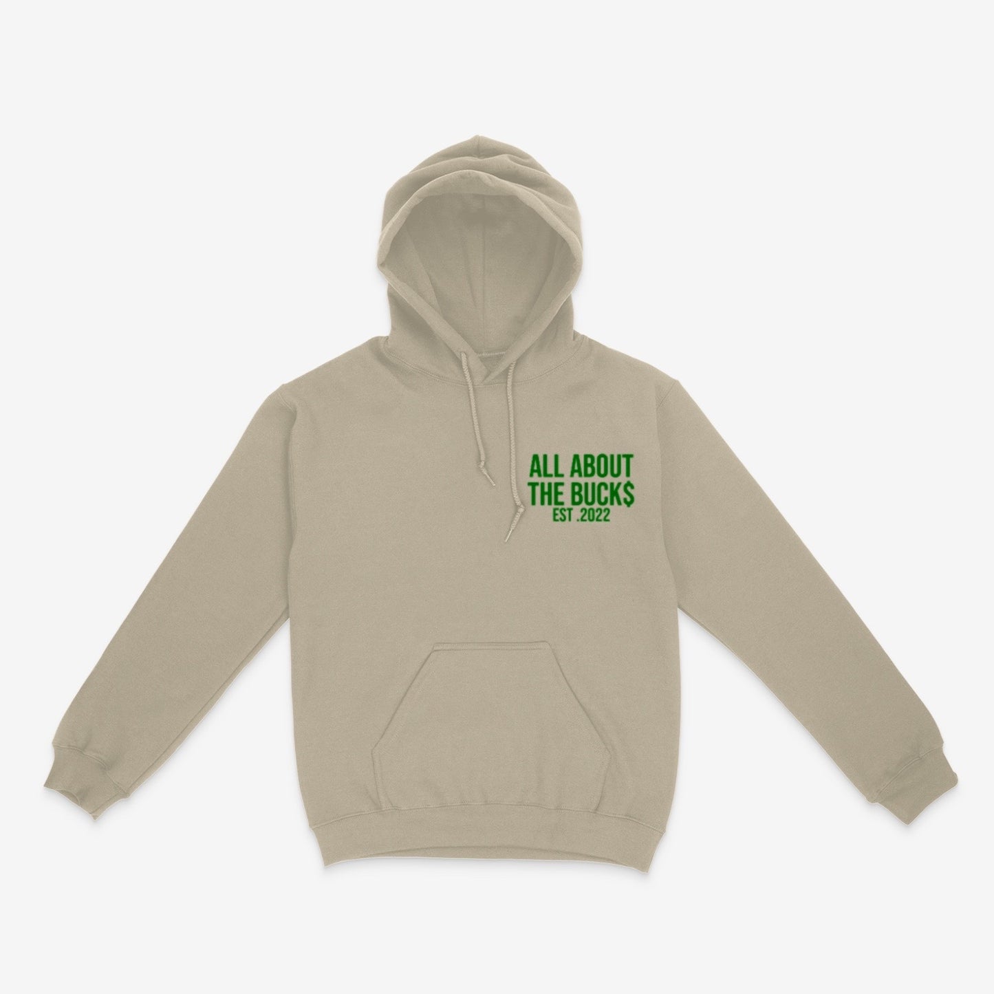 AllAboutTheBuck$ Tan/Green Logo Hoodie