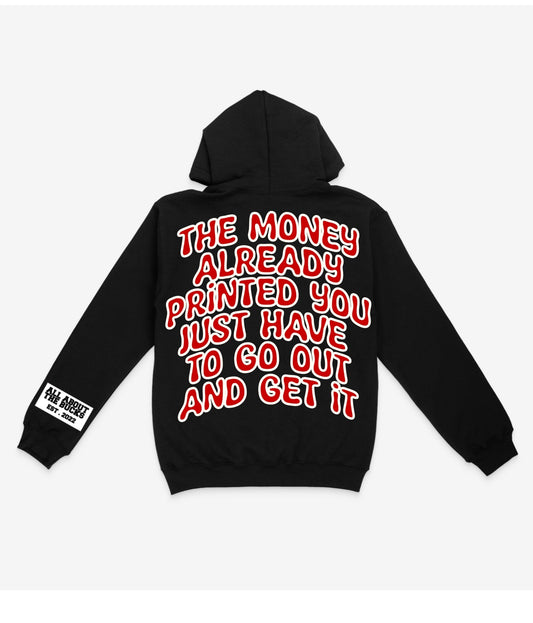 Black/Red The Money Printed Hoodie