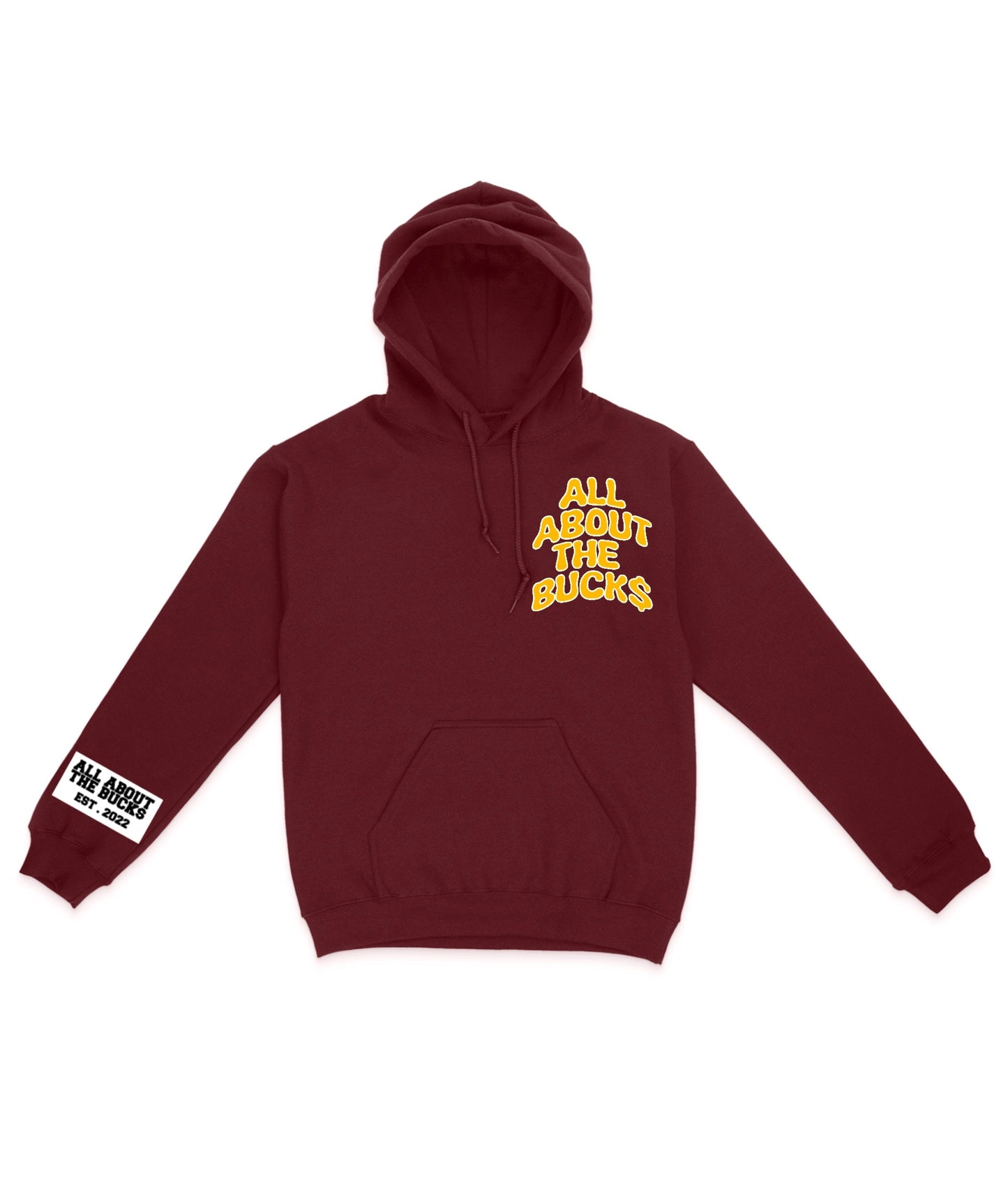 Maroon/Yellow The Money Printed Hoodie