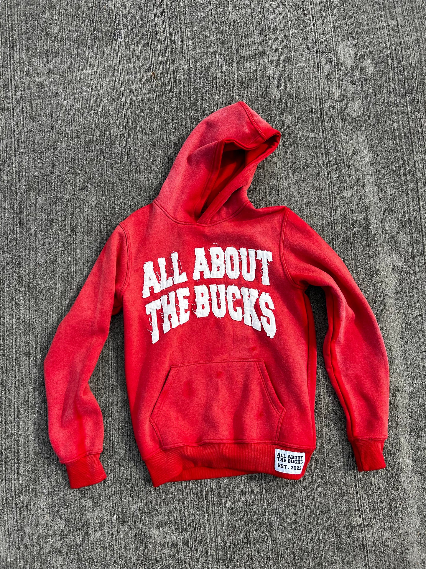 AllAboutTheBuck$ Red Distressed Hoodie