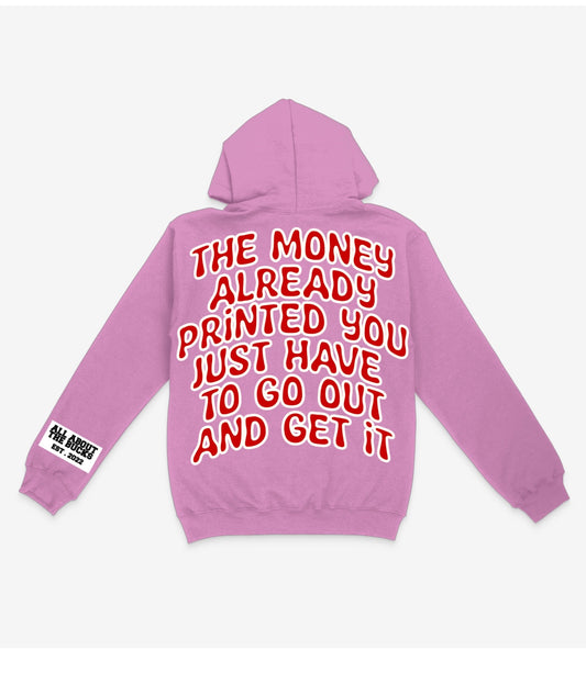 Pink/Red The Money Printed Hoodie
