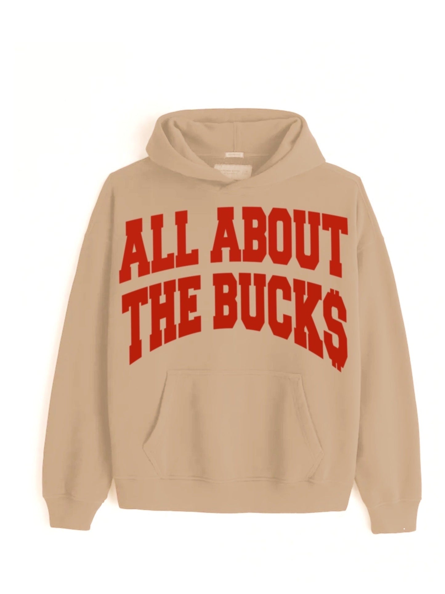 Tan/Red Big Printed Hoodie