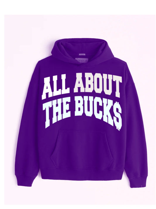 AllAboutTheBuck$ Purple Big Printed Hoodie