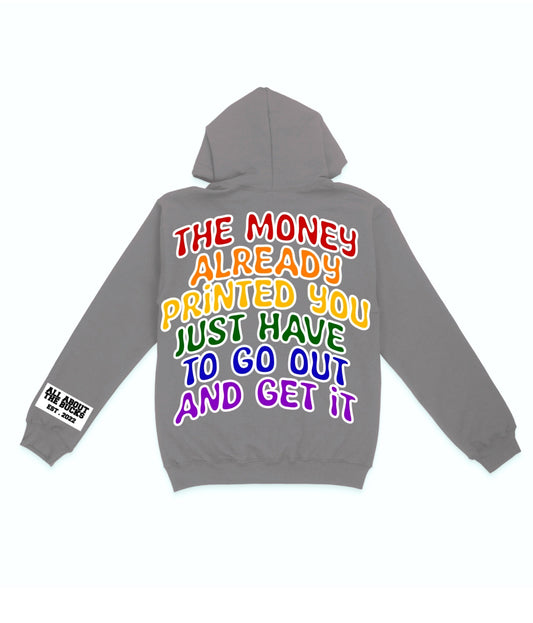 Grey/Rainbow The Money Printed Hoodie