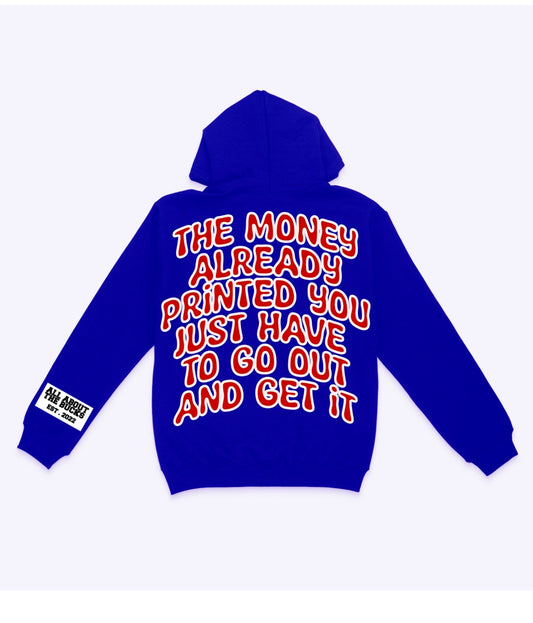 Blue/Red The Money Printed Hoodie