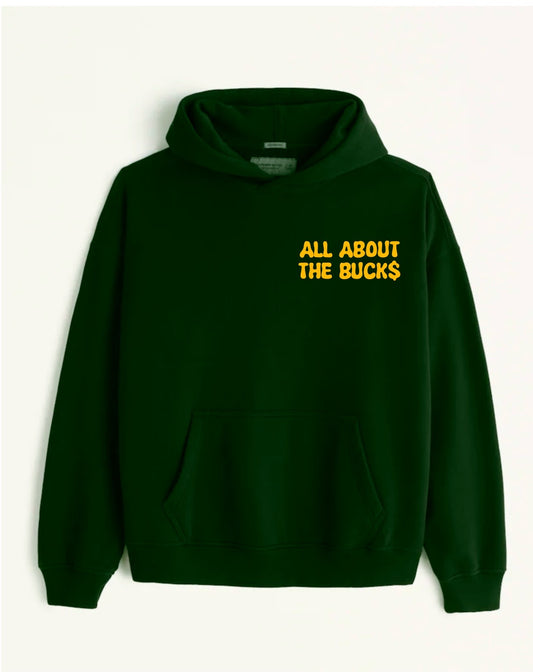 All About The Buck$ Forest Green/Yellow Small Logo Hoodie