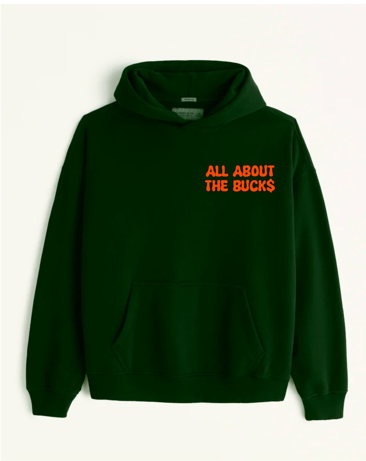 All About The Buck$ Forest Green/Orange Small Logo Hoodie