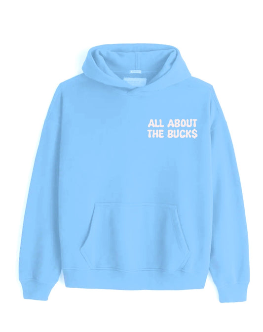 All About The Buck$ Light Blue Small Logo Hoodie