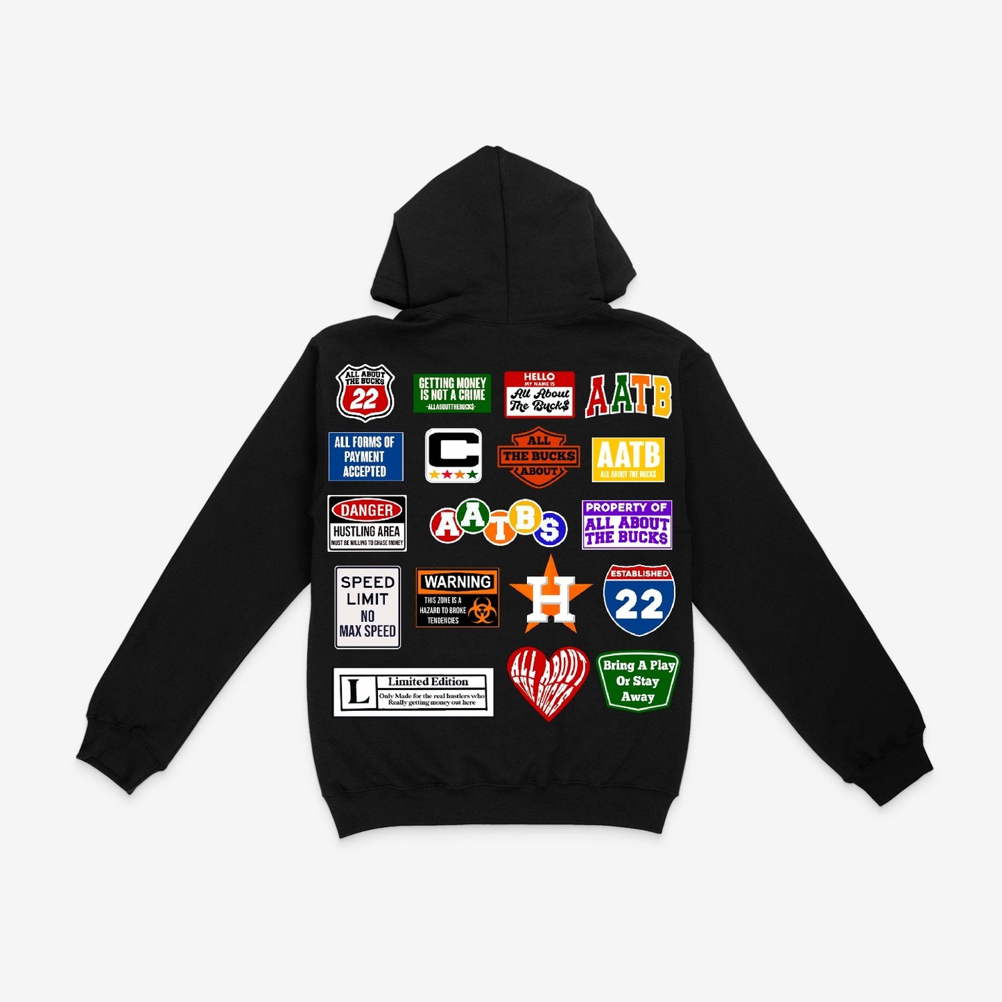 Black MultiLogo AllAboutTheBucks Hoodie