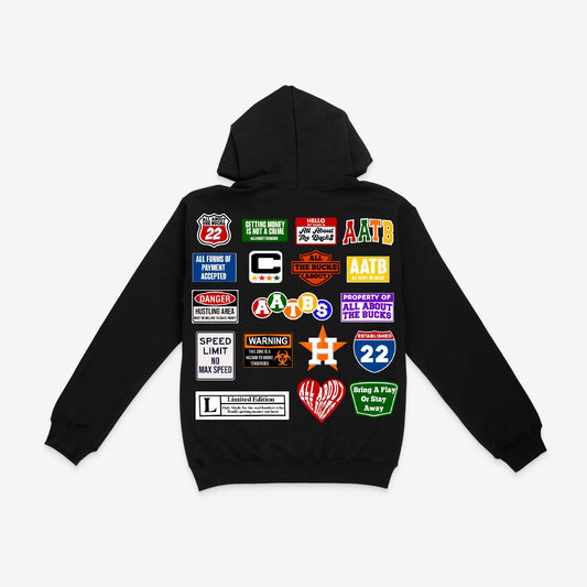 Black MultiLogo AllAboutTheBucks Hoodie