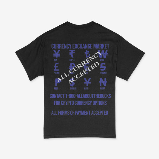 Currency Exchange Black/Blue Tee