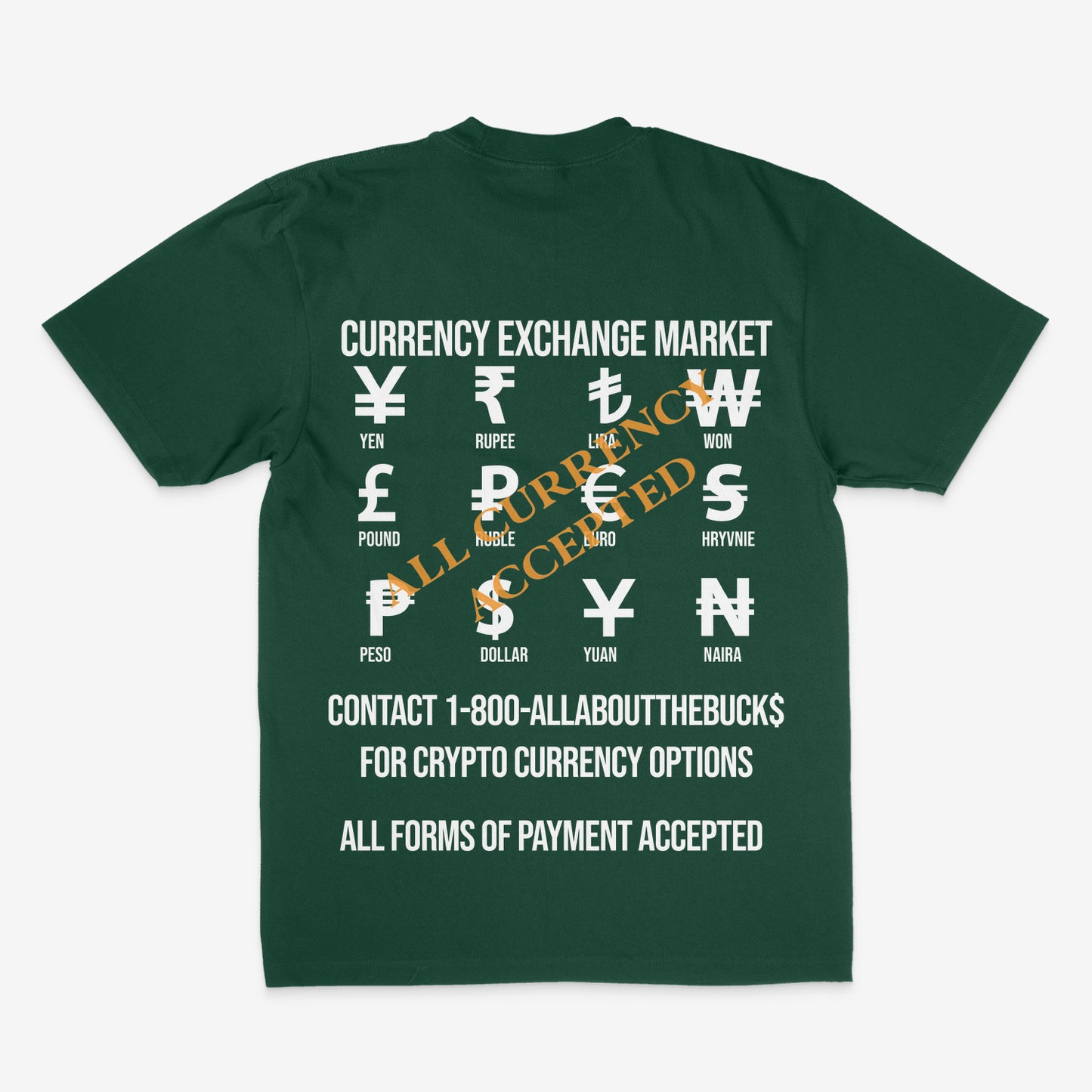 Currency Exchange Green/White Tee
