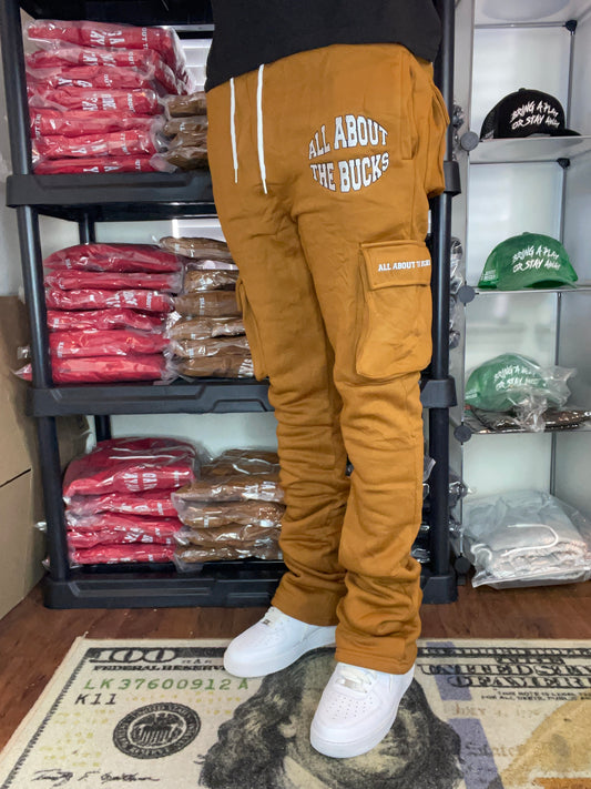 Brown Stacked Cargo Sweatpants